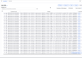 Screenshot of log streaming via Live Tail